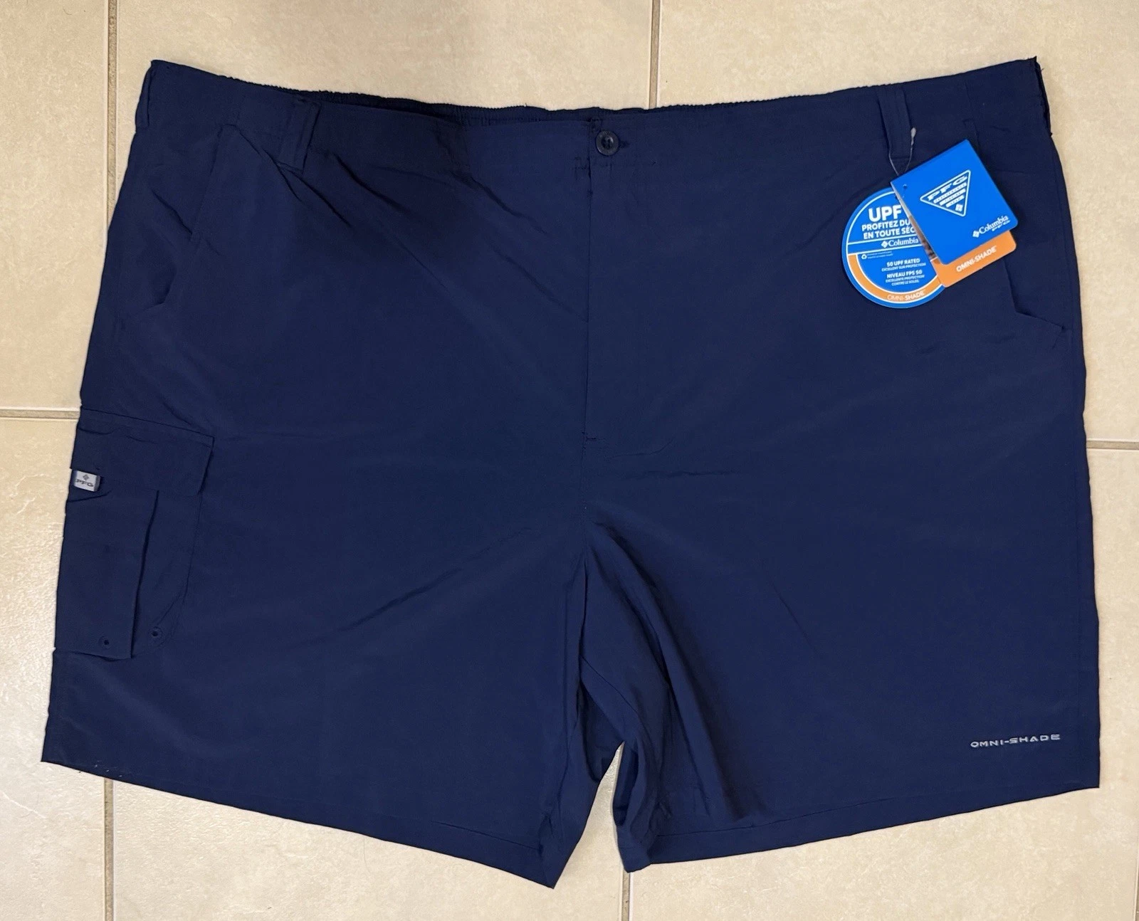 Columbia Shorts Mens 5X Blue Navy PFG Performance Fishing Cargo Utility