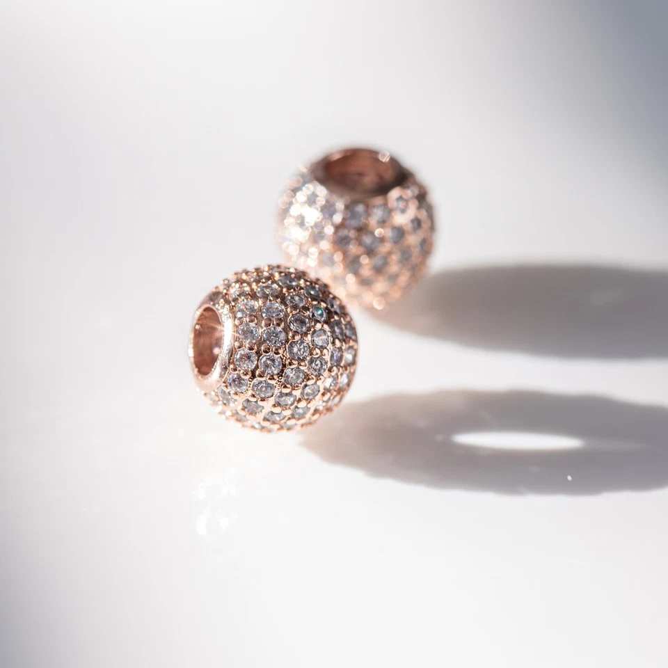 Charm Schmuck Perle f. Pan-Armband 925 Sterling Silber in Champ elox. & Zirkon - Bild 3 von 4