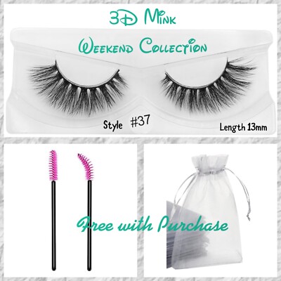 NIB Weekend 3D Luxury Faux Mink Strip False Lashes Med Length 13 mm style 37