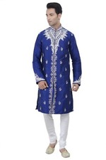 Ethnic Indian RoyalBlue Design Kurta Sherwani for Men 2pc Suit-Worldwide Postage