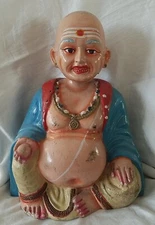 Vintage Laughing Buddha Store Countertop Composite Bobblehad Statue Signed K.K.