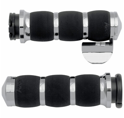 Avon Air Cush Chrome Grips w/Throttle Boss for 1'' Bars & Cables (AIR-90-BOSS)