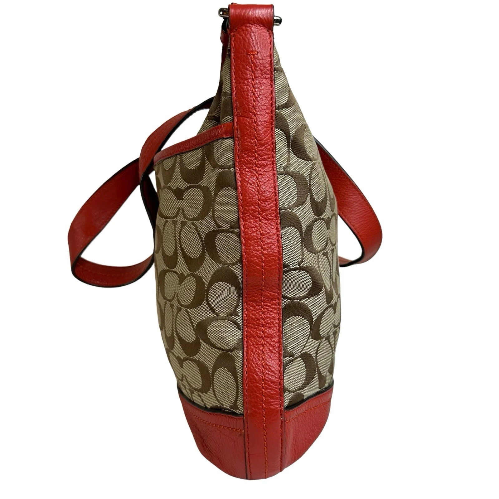 Borsa hobo tracolla Coach usata originale tela pelle tasca esterna logo C