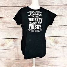 Luke and Whiskey Make Me Frisky Black and White T-shirt Size XXL