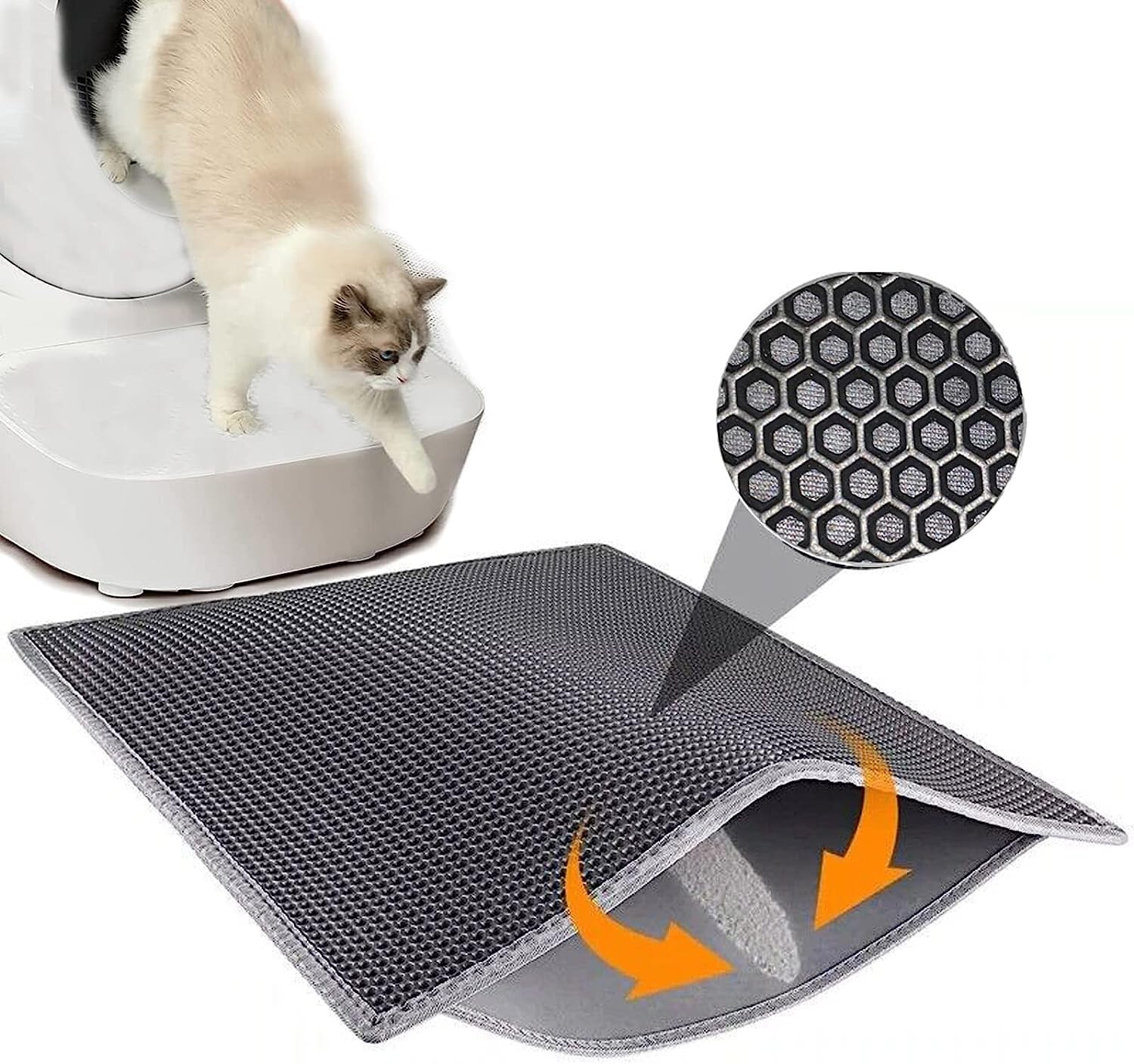 Tapis piège de litière pour chat étanche et lavable avec base antidérapante