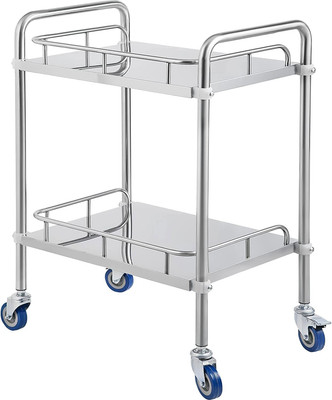 Lab Rolling Cart 2 Layer Utility Cart with 360° Rotate Wheels Mobile Clinic Cart