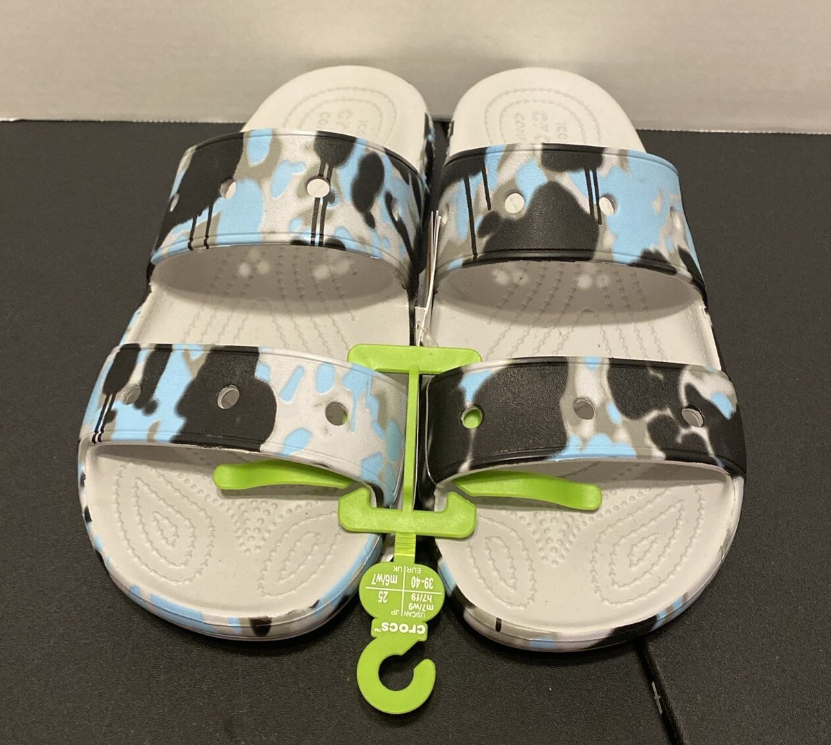 CROCS Two-Strap Women US 9 Blue/Gray Camouflage Slip On  display picture 3