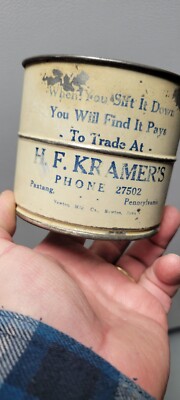 Vintage 1920's H.F Kramer's Paxtang Harrisburg PA ADVERTISING Tin Flower Sifter
