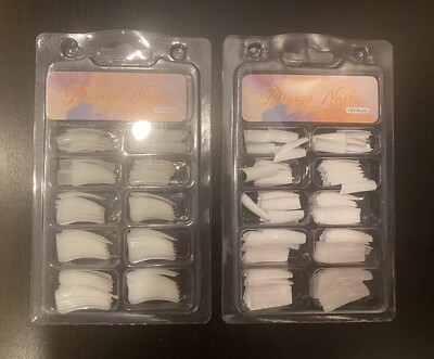 Lot Of 200pcs Artificial Nails Half French False Nail Art Tips Acrylic UV Gel