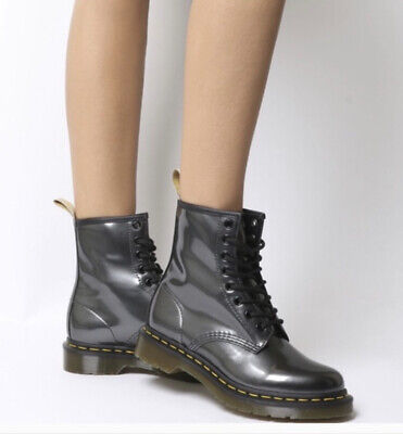 Dr. Martens 1460 YS Gray Patent Lamper Boots Women's Sz 8 US Dr. Martens 1460 YS Gray Patent Lamper Boots Women's Sz 8 US