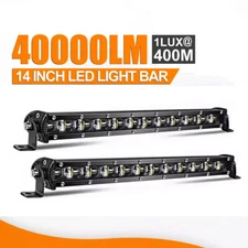 2x 14 inch Slim LED Light Bar Off Road Driving Boat SUV ATV Truck Spot ＆ Flood