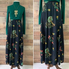 Vintage 1970  s Boho Hippie Pull On Garden Maxi Skirt Size XS/S