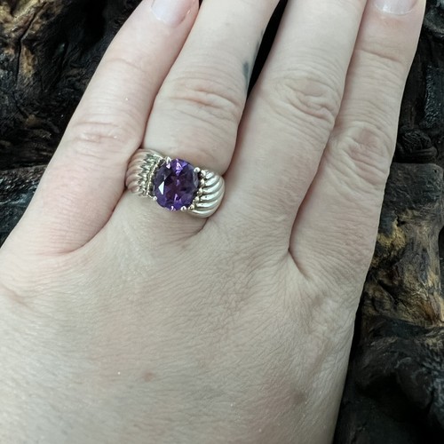 Vintage Clyde Duneier 1,87 ct ovaler Amethyst Ring Größe 6,5 CID 14K 925 - Bild 6 von 15