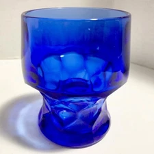 Cobalt Blue Juice Tumbler Glass Hazel Atlas Vintage Faceted 4 inch