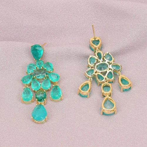 A+ Grade Natural Phantom Stone Green Quartz Earrings Handmade For Lady - Picture 4 of 10