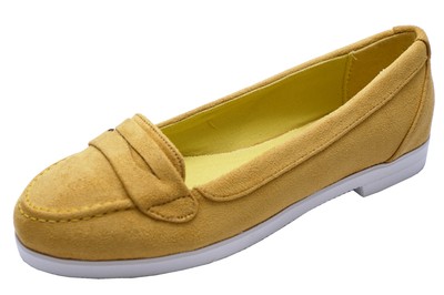 ladies mustard loafers