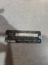 Craftsman Table Saw Model 113.29510 Name Plate