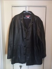 Merona Genuine Leather Coat Women’s L Black Lined Blazer Jacket