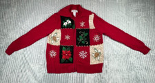 Tiara International Ugly Christmas Sweater Women's M Full Zip Cardigan Holiday
