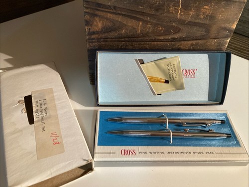 Vintage Cross Century Chrom Kugelschreiber und Bleistift Set Nr. 3501 NOS
