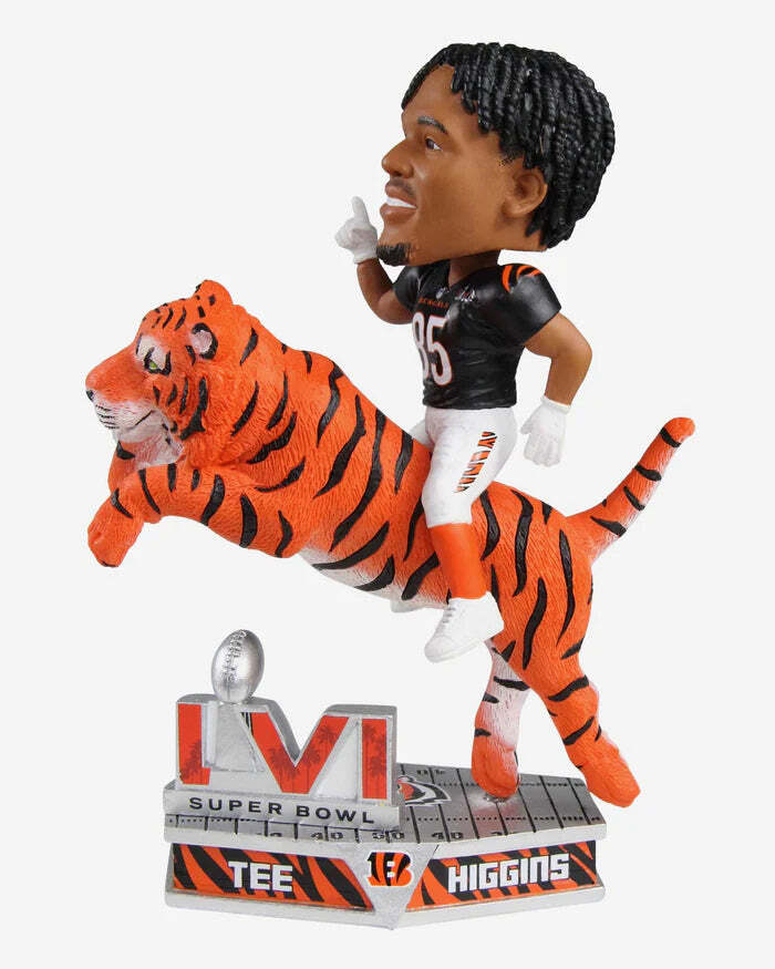 Tee Higgins Cincinnati Bengals Riding Tiger Bobblehead NFL