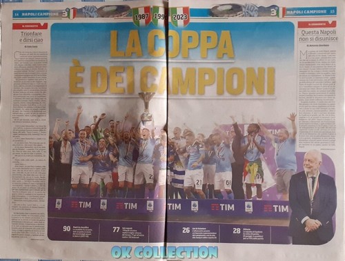 NAPOLI GANADOR DE FÚTBOL CAMPEÓN ITALIA Periódico CORRIERE DELLO SPORT 05-06-2023 - Imagen 2 de 6
