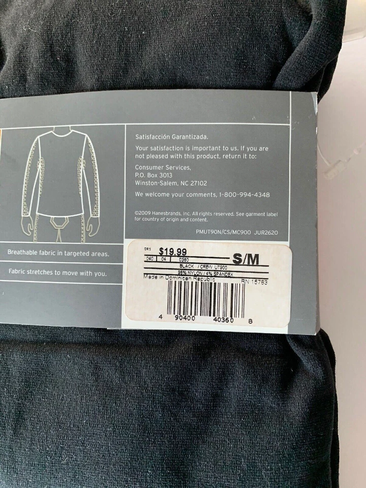 Camisa Vintage Champion C9 Manga Larga Crew Sin Costuras Negra Talla S/M 34-40 NUEVA Foto 4 de 4