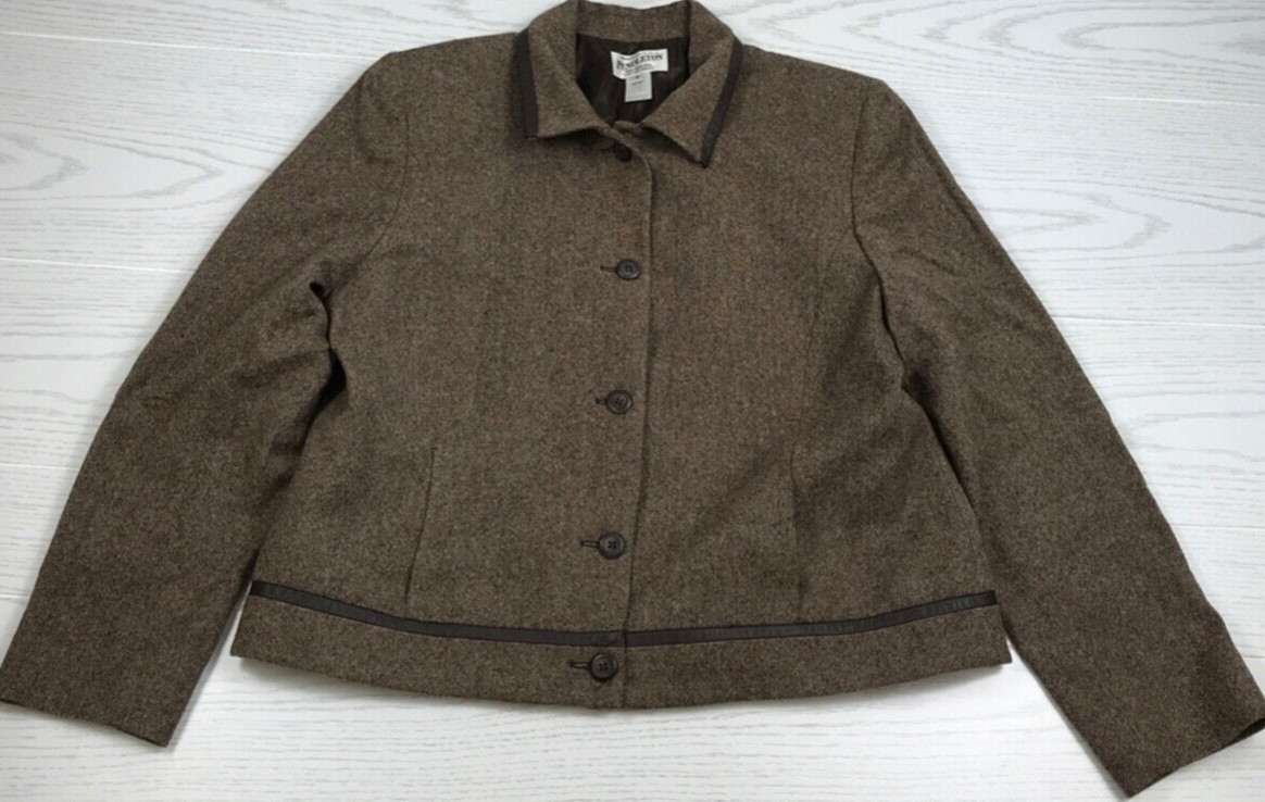 Womens Pendleton Jacket 16 Brown Wool Button Up C… - image 1