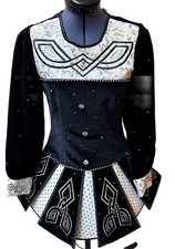 Irish Dance Solo Dress White and Black w/ Bling Gaelic Designs See Description 