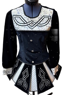 irish dancing dresses black Aurora Black Embellished Irish Dance Leotard /Premium Feis Wear