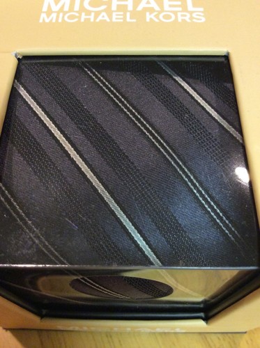 Michael Kors Mens Silk Tie Gray with Stripes Necktie in Gift Box New - Picture 3 of 6