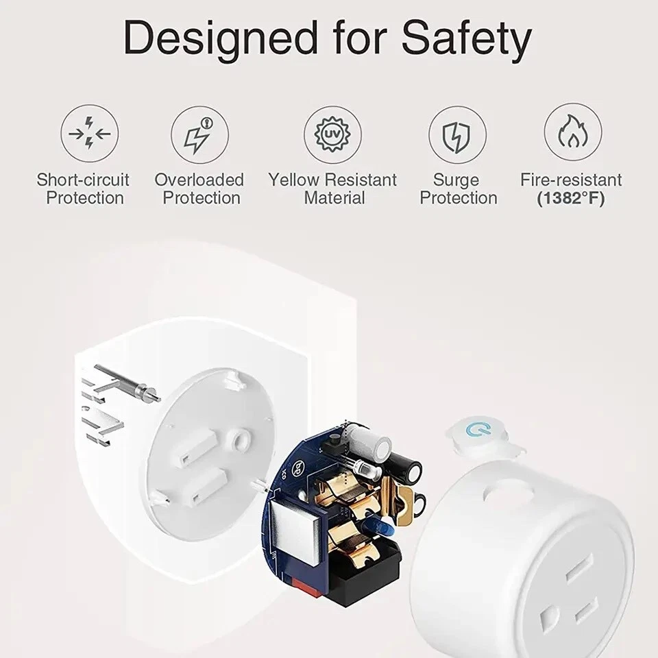Tuya WiFi Smart Plug 20A with Power Monitor US Outlet Timer Work With Alexa - Image 4 of 4