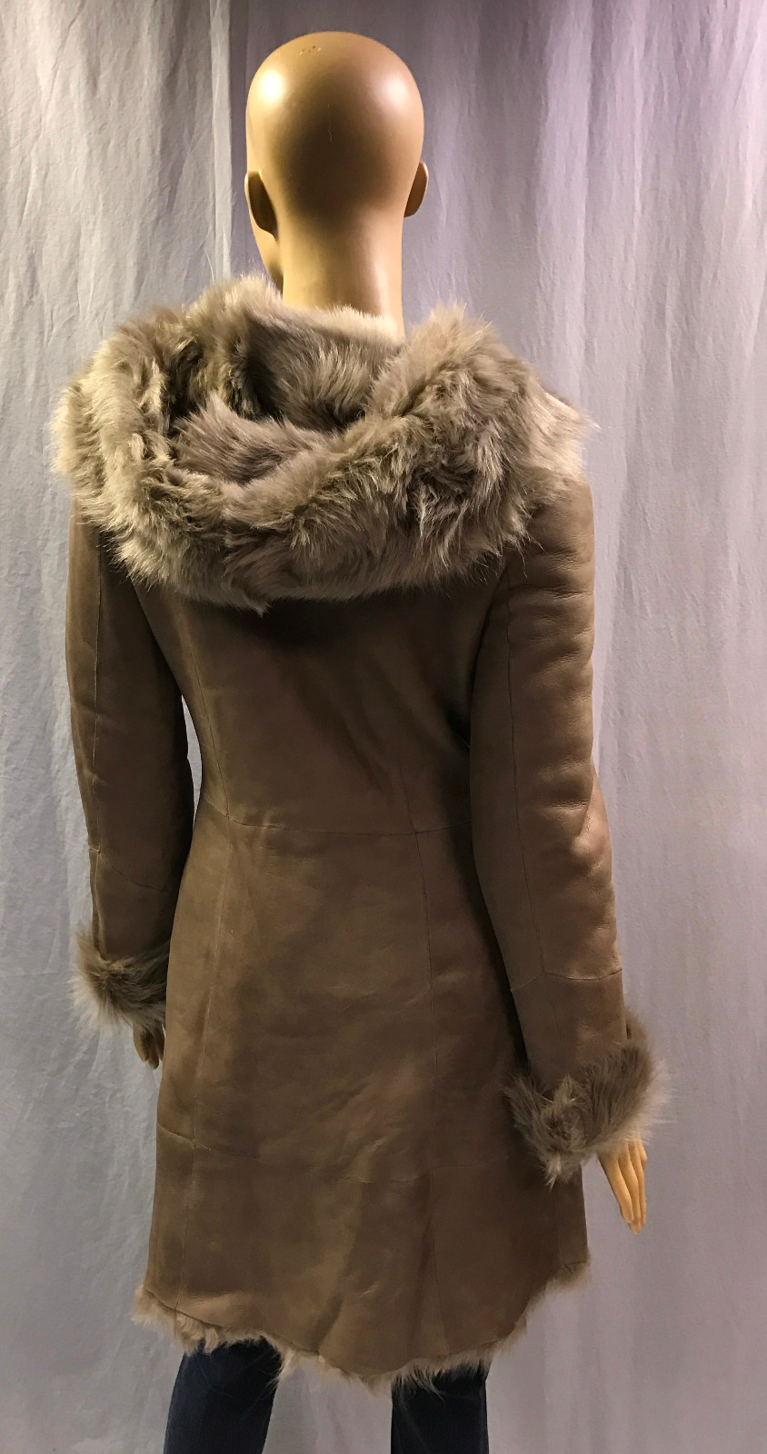 NEW PASHA VENETO GENUINE LAMB SKIN HOODED SHEARLING COAT SZ XS EXTRA SMALL EU 38 image 5
