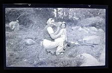 1930s Mother Daughter Hiking Woods Scarf Mom Vtg Photo Negative 4.25X2.75 C