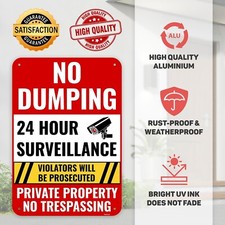 1PC No Dumping Sign Private Property Sign, 13 X 9 Inches - Aluminum - No Illegal