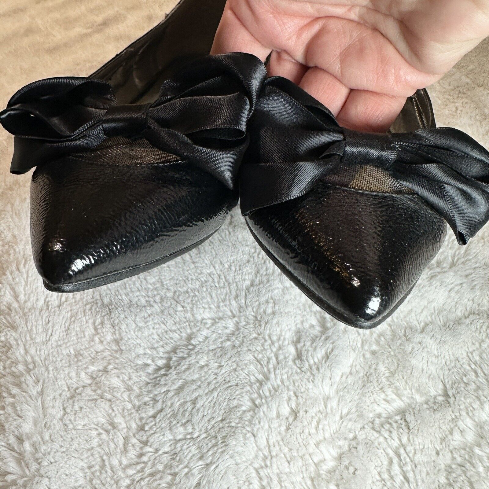 J Renee Size 8 Black Bow Flats Alisanne Patent Po… - image 7