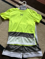 Tapout Boy's 3pc Set, Size 5-6 Neon Yellow/Gray, Shirt, Tank and Shorts NWT