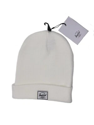 Bonnet En Maille Côtelée Herschel Supply Company Elmer Blanc Taille Unique NWT - Photo 1/2
