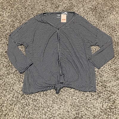 Evri Womens Cardigan Shirt 2XL Button Down White Black Striped New With Tags