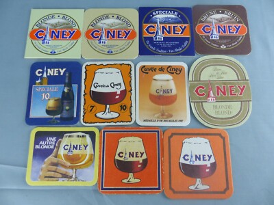 Lot of 11 different CINEY beer mats bierviltje Bierdeckel A84 SOUS BOCK