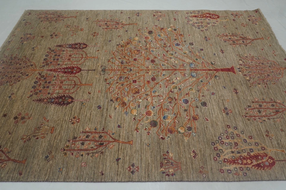 6 x 9 футов серый дерево жизни Gabbeh афганский вручную завязанный шерсти племенной ковер - Изображение 3 из 4