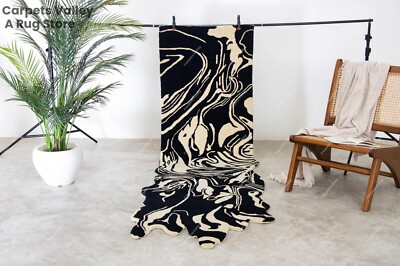 Melting Beige Hand-Tufted Wool Handmade Area Rug Carpet for Home, Bedroom