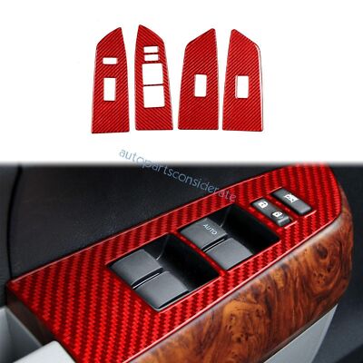 For Toyota Tundra 2007-2012 2013 Red Carbon Fiber Window Lift Lock Switch Panel