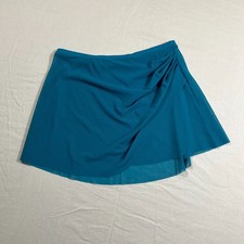 Teal Blue Mesh Faux Wrap Ballet Skirt Junior Teen Dancewear Skating Pull On