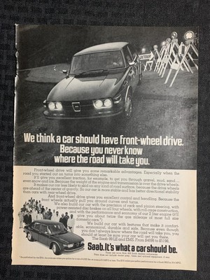 1974 SAAB 99LE 8x11'' Print Ad FN 6.0 It's What a Car Should Be