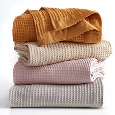 100 Cotton Waffle Weave All-Season Bed Blanket - Great Bay Home Twin