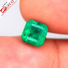 GFCO FULL CERTIFIED 2.42ct Octagon Natural Vivid Green Emerald Zambia Gemstone