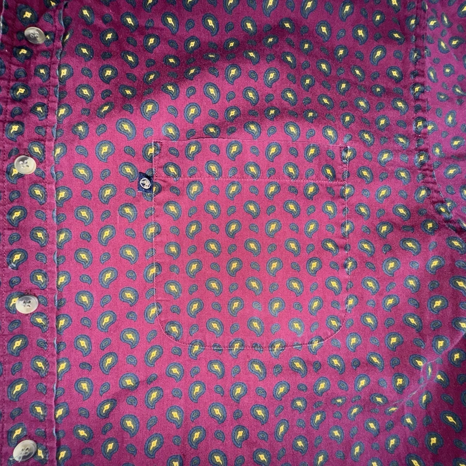Camisa Cabeza de Pato De Colección Para Hombres XL Roja Geométrica Paisley Abotonada Bolsillo Años 90 Foto 4 de 4