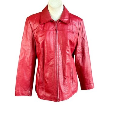 Worthington Red 100% Leather Full Zip Jacket Size L | eBay