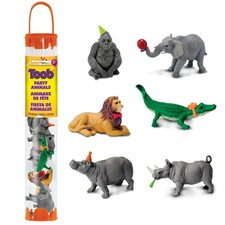 Safari Ltd. Set of 6 Party Animal Toy Figures 2 to 3 inches, Multi-coloured